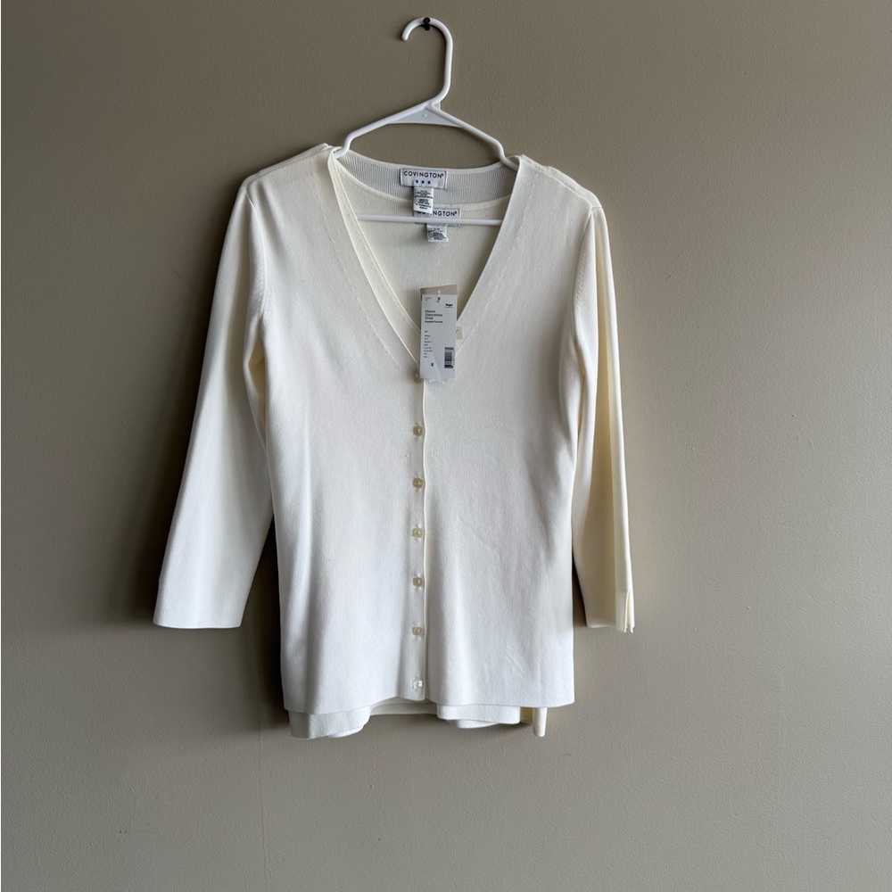 Covington Cream V-Neck Shell Tank &  Button Cardigan set